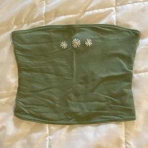 HOLLISTER GREEN DAISY CROPPED TUBE TOP